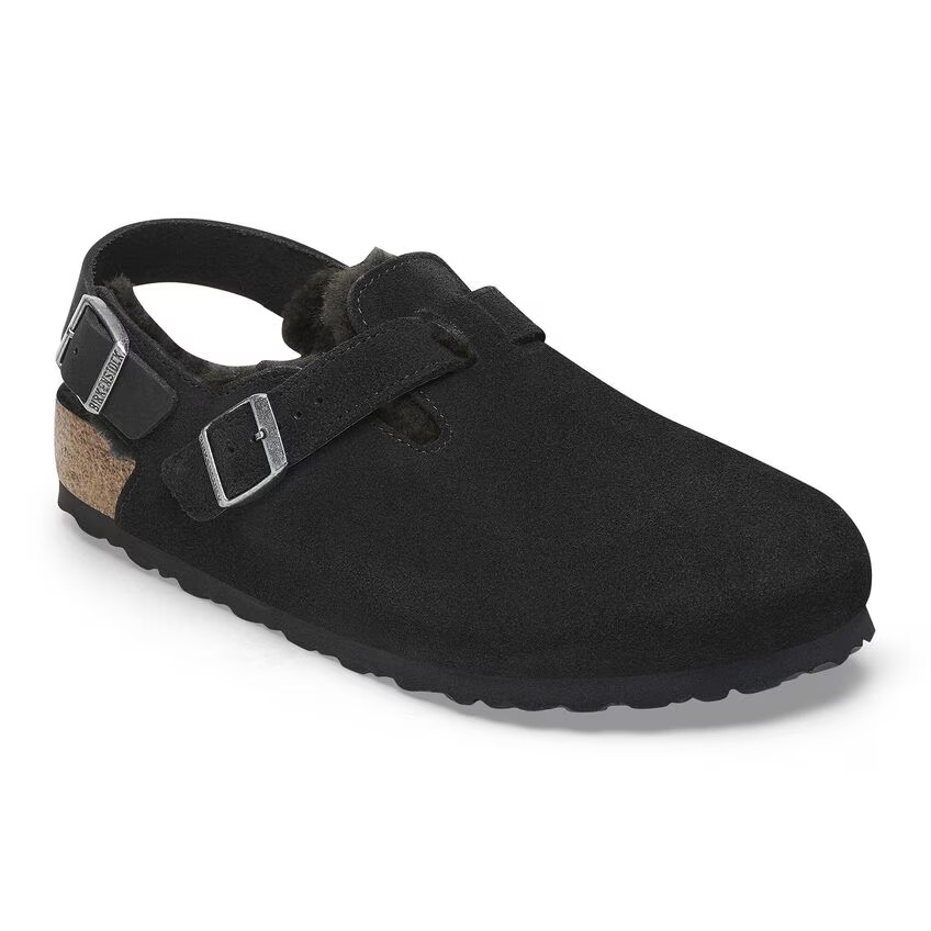 Tokio Shearling Suede Leather/Fur Black