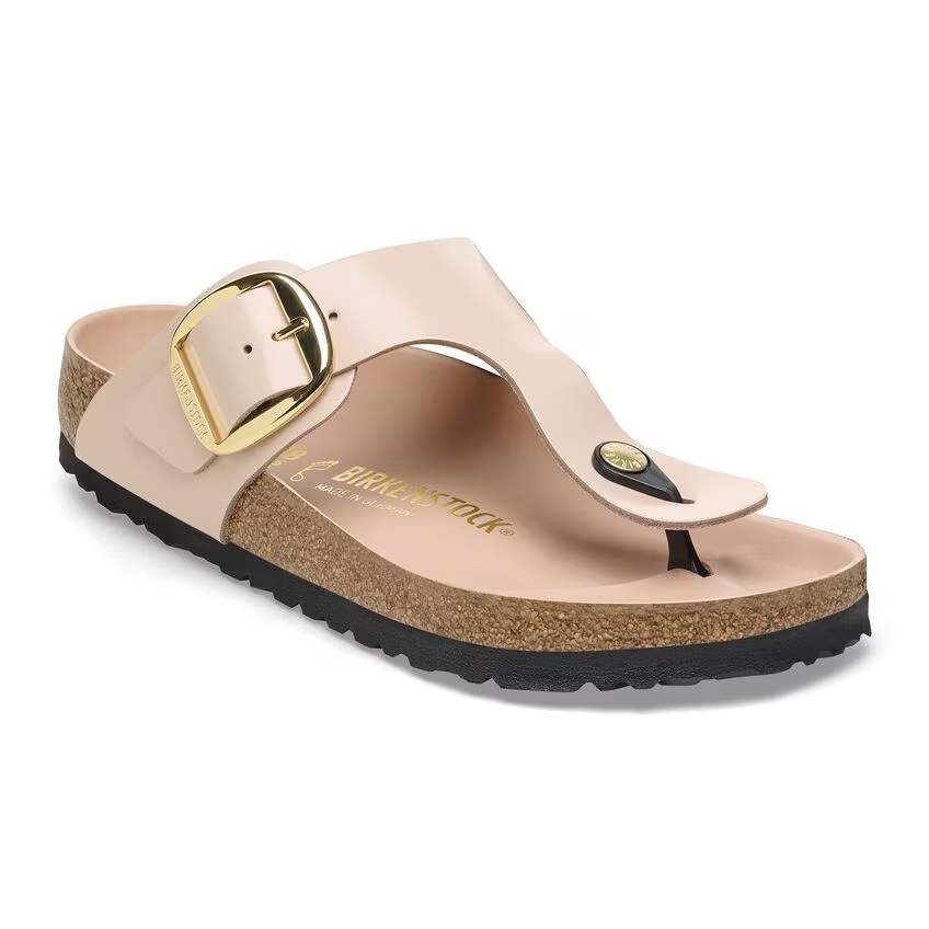 Gizeh Big Buckle Natural Leather Patent High Shine Black