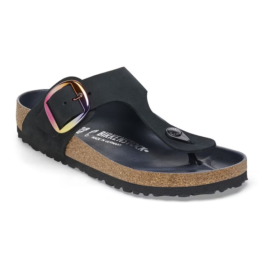 Gizeh Big Buckle Natural Leather Nubuck Ecru