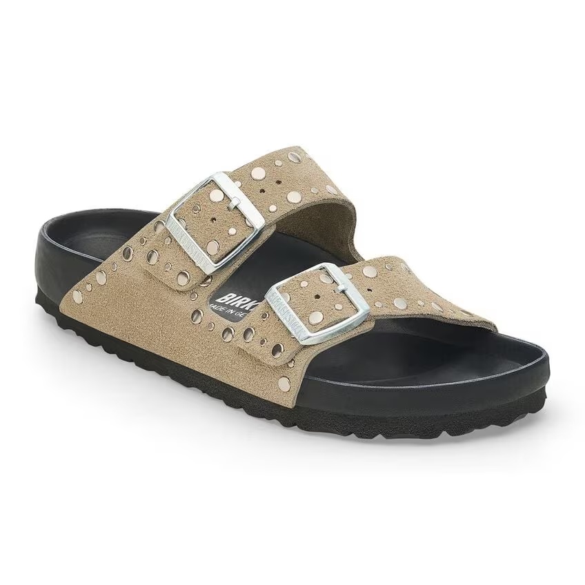 Arizona Rivet Suede Leather Taupe