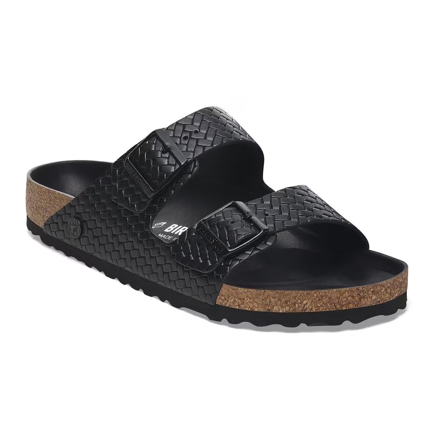 Arizona Rivet Logo Natural Leather Woven Embossed Black